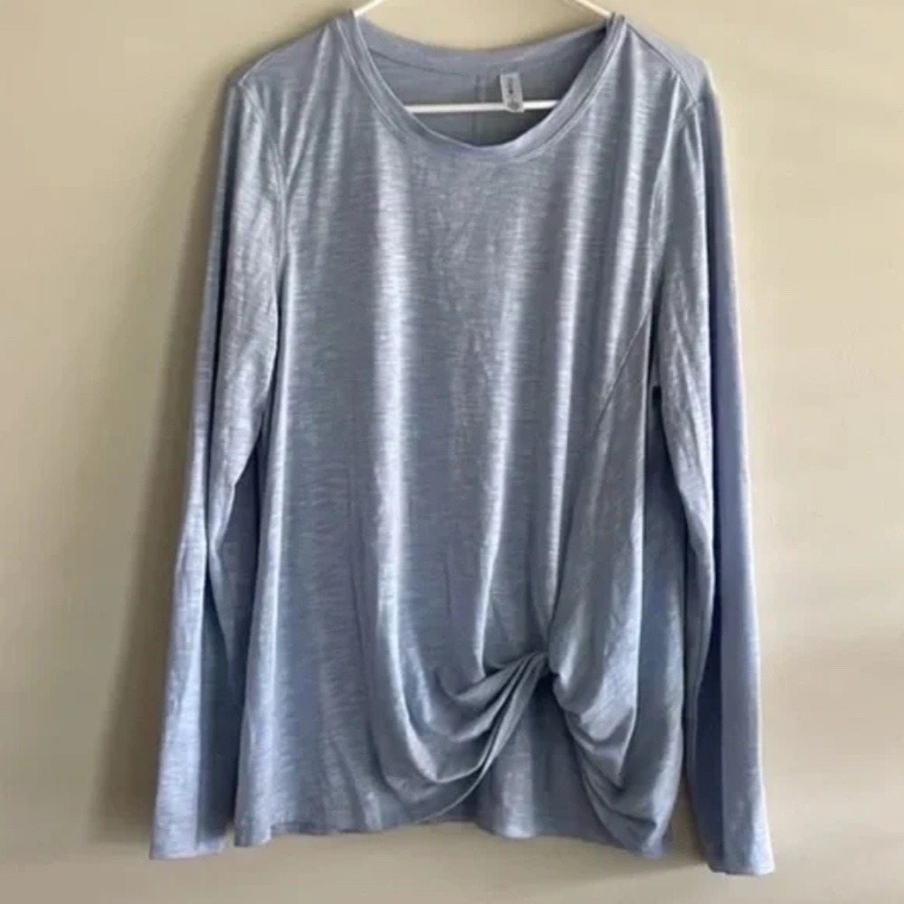 Ideology Knotted Blue Long Sleeves Shirt Size Large